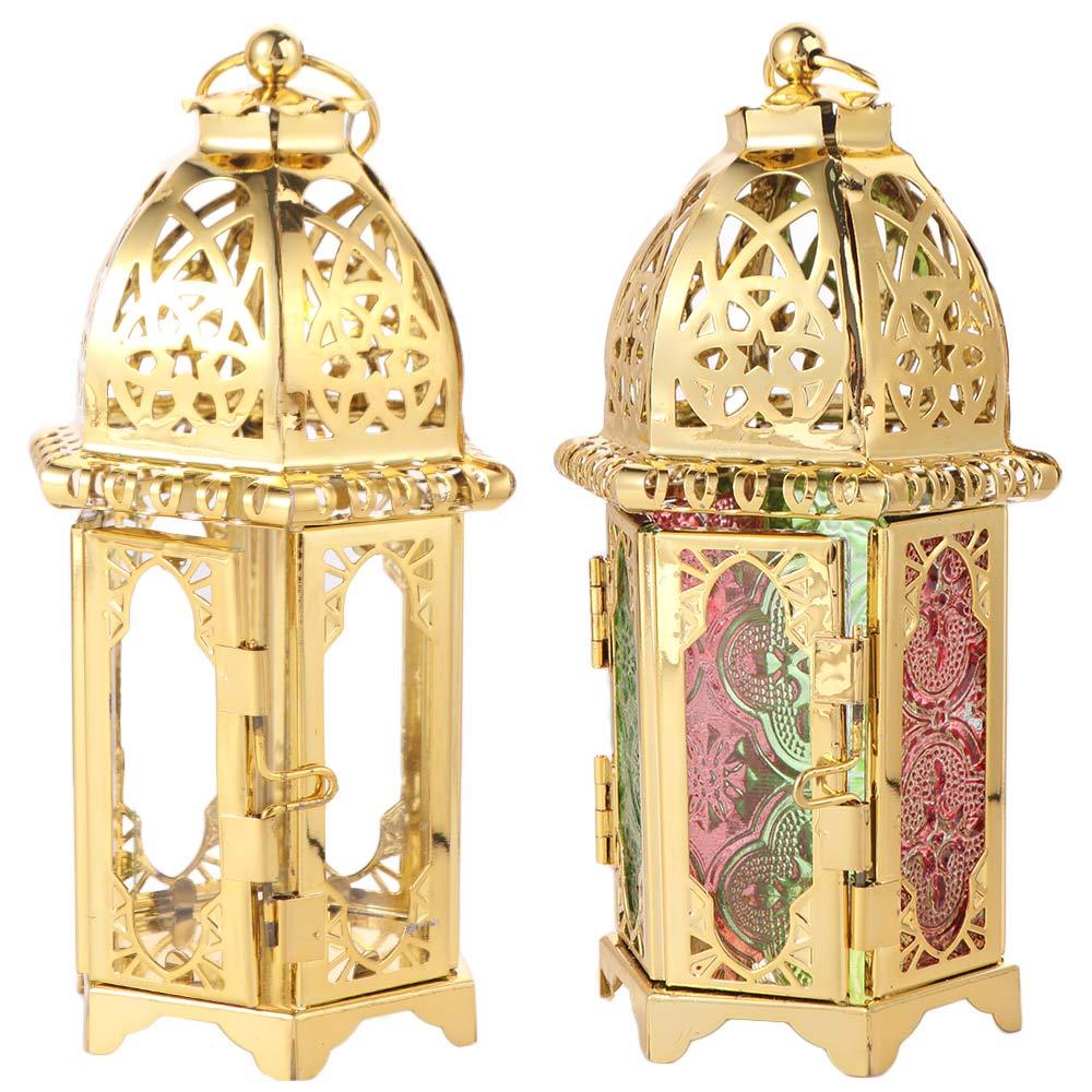 Romantic Candle Holder Colorful Lanterns Moroccan Style Glass Wind Lantern Kitchen