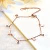 Корейский женский титановый браслет на щиколотку 18K розового золота со звездами и луной и бриллиантами - Уникальный лесной стиль, Невыцветающий.