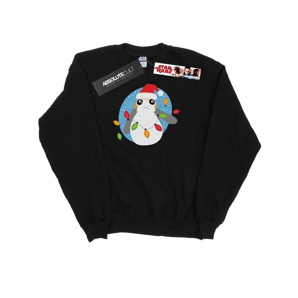 Star Wars Mens The Last Jedi Porg Christmas Lights Sweatshirt