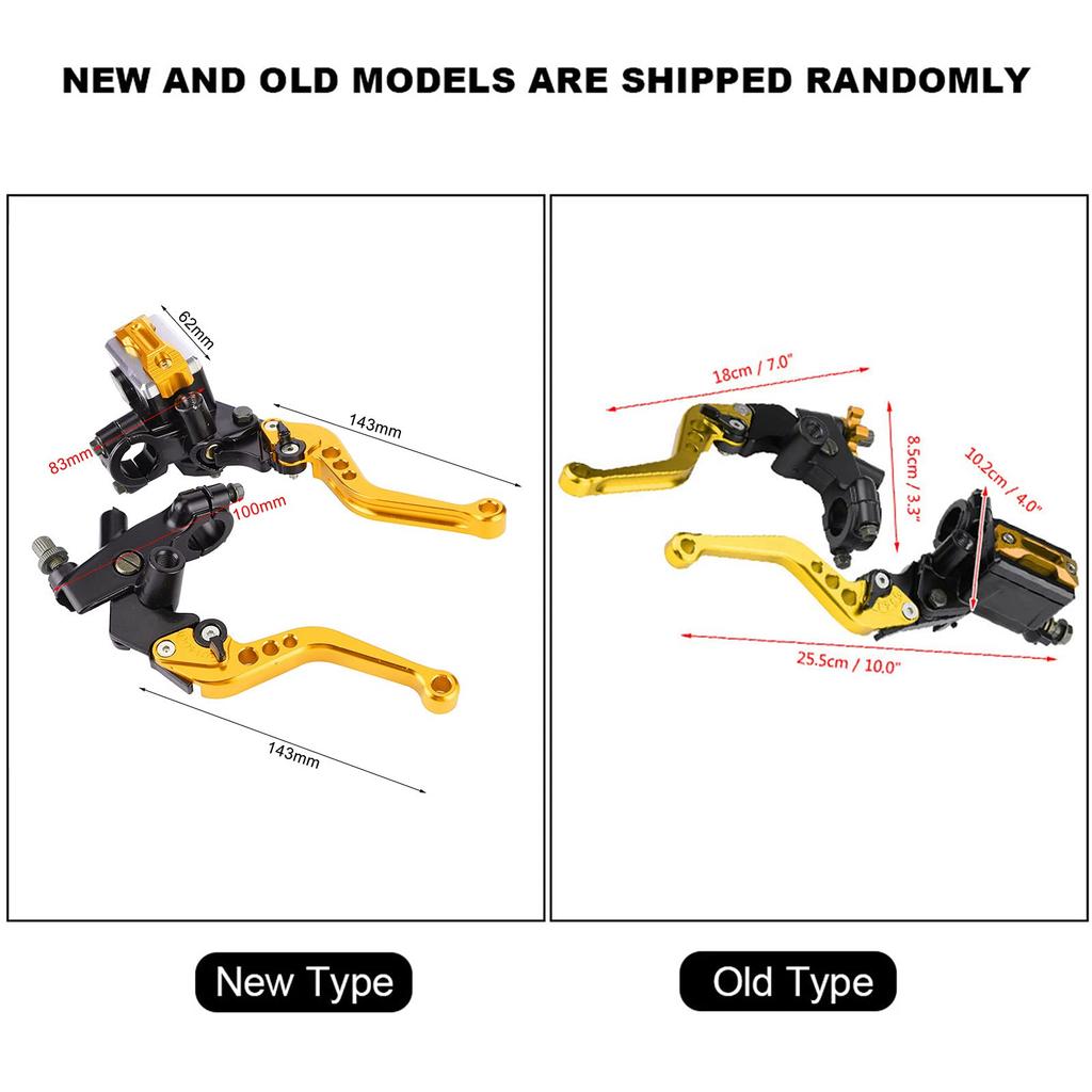 Motorcycle Brake Lever Left and Right Set of 2 22mm Hydraulic Brake Master Cylinder Clutch Lever Large Motorcycle General Purpose (Yellow)