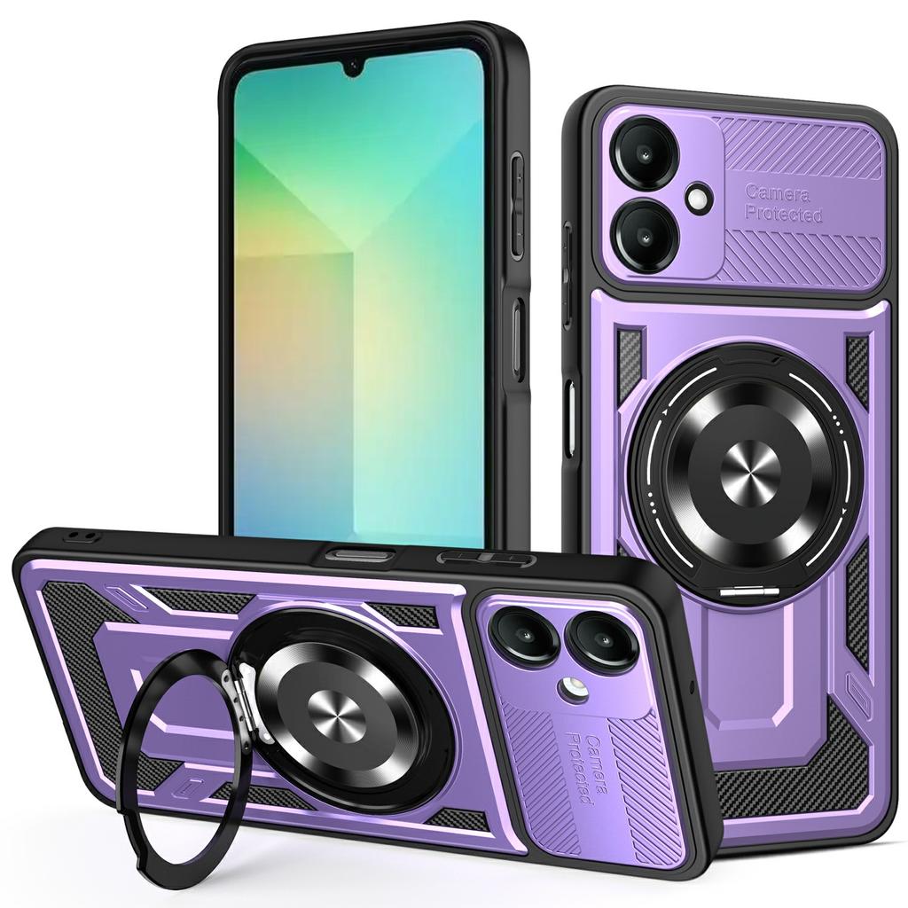For Samsung Galaxy A06 4G Case Compatible with MagSafe Rotating Kickstand TPU+PC Phone Cover