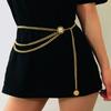 Sexy Women Fashion Belt Hip High Waist Gold Silver Color Narrow Metal Body Chain Chunky Fringes New