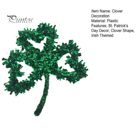 Tinsel Clover Wreath St. Patrick's Day Decoration Lucky Shamrock Door Swag for Festive Walls Mantel Celebrations Decor