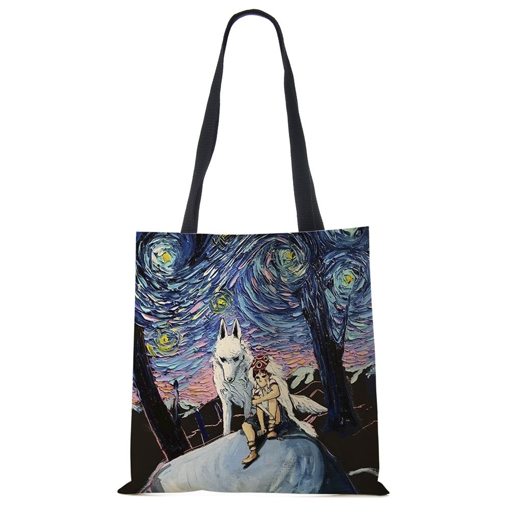 Звездное небо Животное Собака Принт Сумка-тоут Сумка через плечо Женская Большая Повседневная Сумка для покупок Дамская Ручная сумка для покупок На открытом воздухе CLE