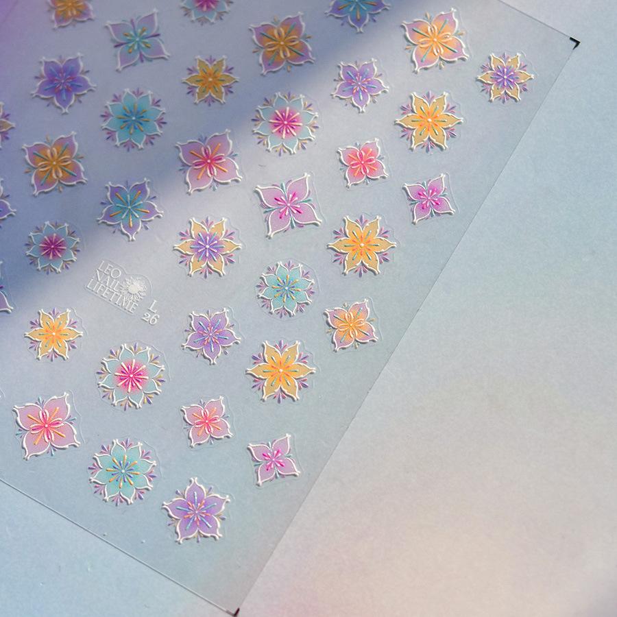 1pcs 5D Exquisite Flower Nail Art Stickers Colorful Macaron Flower Nail Decoration Decals DIY Adhesive Accessory