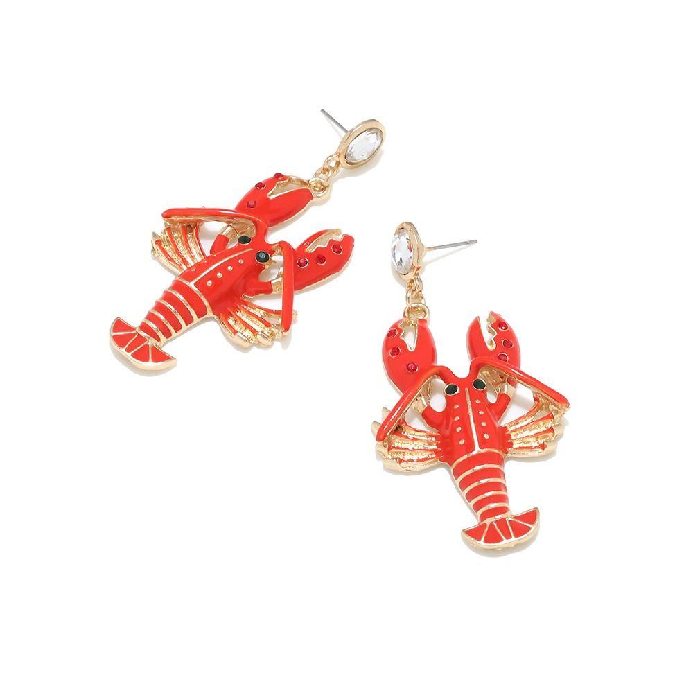 Vintage Lobster Earrings Creative Bohemian Dangle Earring Cute Enamel Stud Earrings Gift