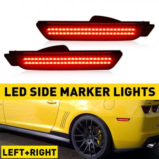 Smoked Clear / Side Lens Marker White/Amber/Red Light Fit Chevy 2010-2015 Camaro