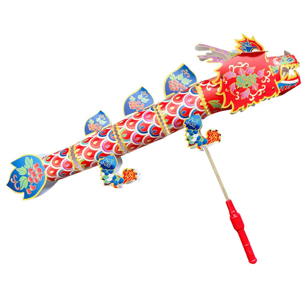 Chinese New Year Paper Craft Dragon Lantern Handmade DIY Material Bag Handheld Lantern Festive Celebration Party Props