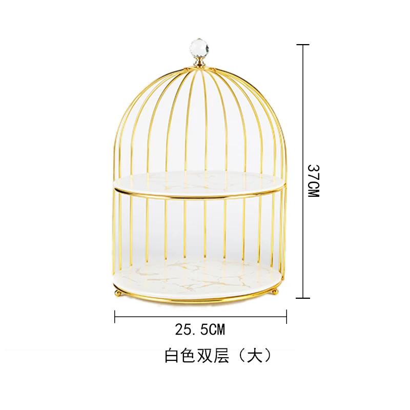 Three-tier Fruit Tray Marbling Metal Cake Stand Afternoon Tea Decorative Dessert Shelf Multi-layer Glass Plate Snack Display