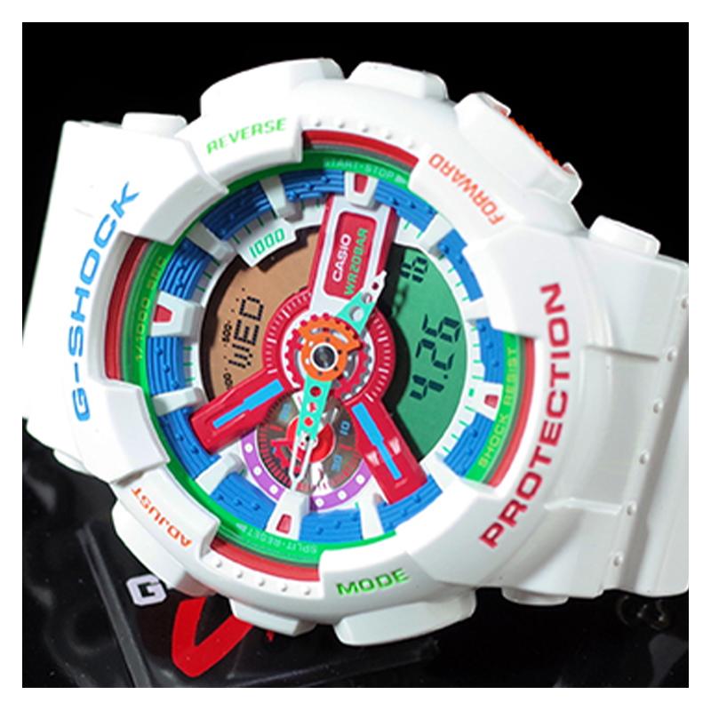 Casio Серия с двойным дисплеем (ЖК/стрелочным), яркие контрастные цвета, модный и энергичный уличный классический циферблат со стрелочным и ЖК-дисплеем, GA-110MC-7A