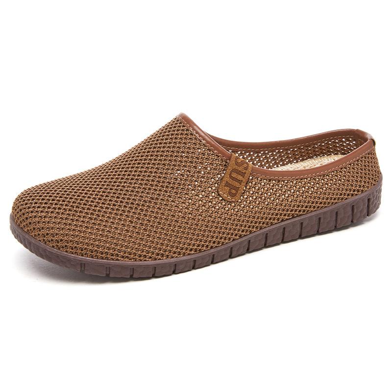 Slippers Women's Outer Wear Summer Breathable Casual Shoes Shallow Mouth Bag Head Flying Knitting Hollow Women's Shoes Half a Tow