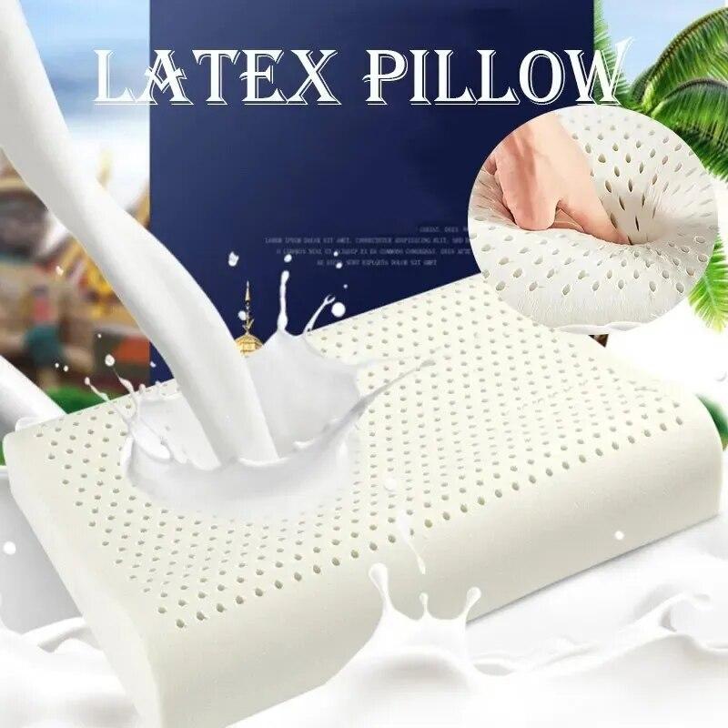 Breathable Latex Pillow Adult Rubber Pillow Core Ergonomic Outline Design Sleeping Aid Comfortable Soft Honeycomb Thailand Nat