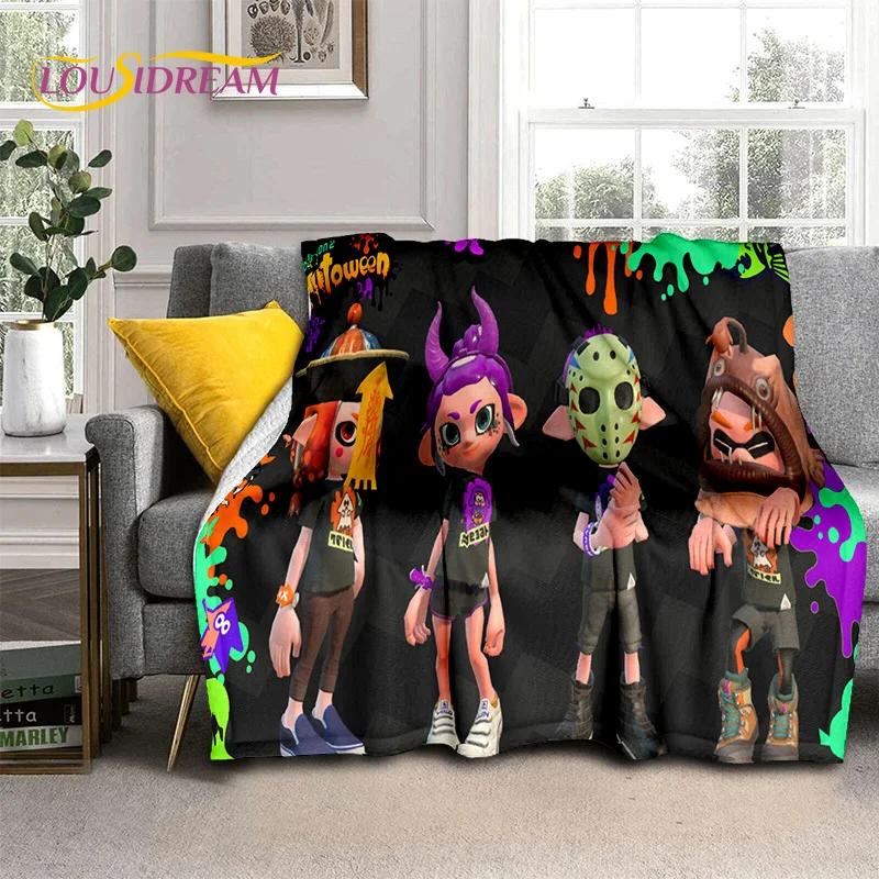 Splatoon3 PC Игрок Мультяшная Игра Мягкие Одеяла, Теплое Плед-Покрывало Уютное Одеяло для Пикника Кроватей Дивана Дома Спальни Подарок