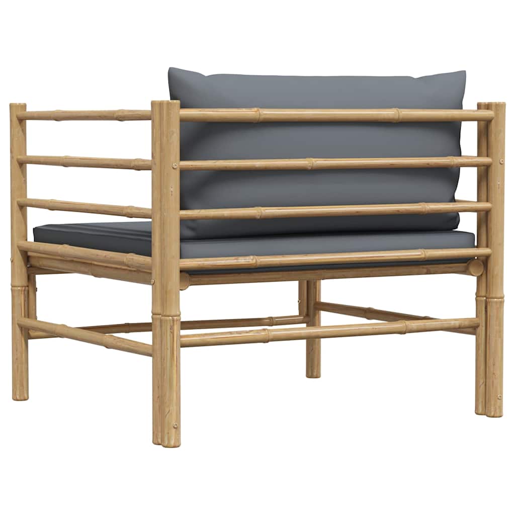 vidaXL Gartensofa mit Dunkelgrauen Kissen Bambus