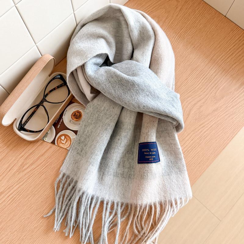 Wool scarf men's and women's winter blue plaid cashmere scarf high-end navy blue British style thickened new model
