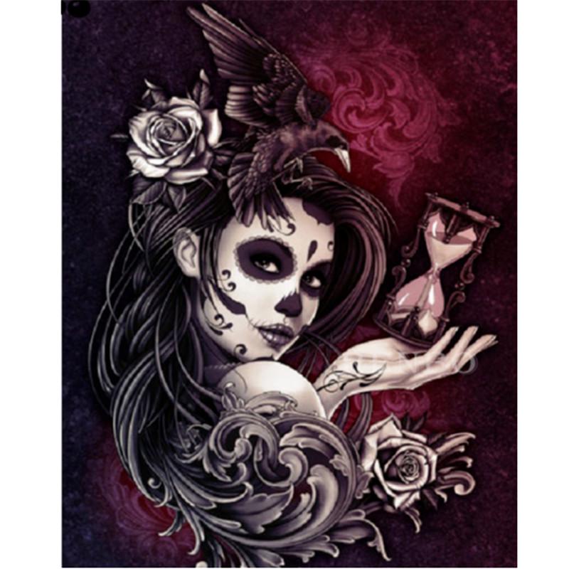 Full 5D Diy Diamond Painting Female Skull Diamond Embroidery Kits Full Lay Cross Stitch Home Decor Handmade Gift