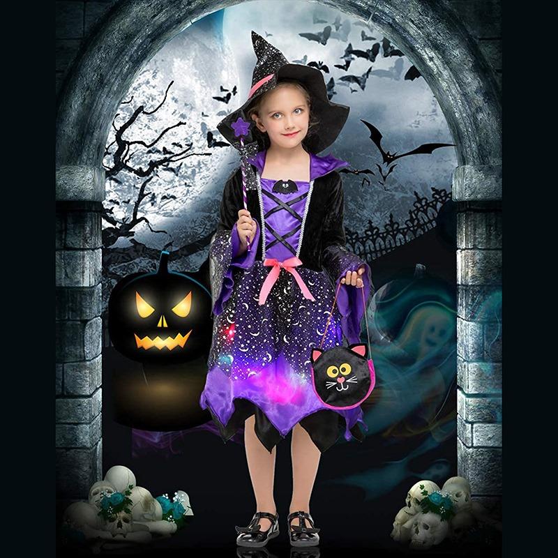 Костюм ведьмы для девочек, детский костюм на Хэллоуин, детское платье ведьмы, платье принцессы, вечеринка по случаю дня рождения