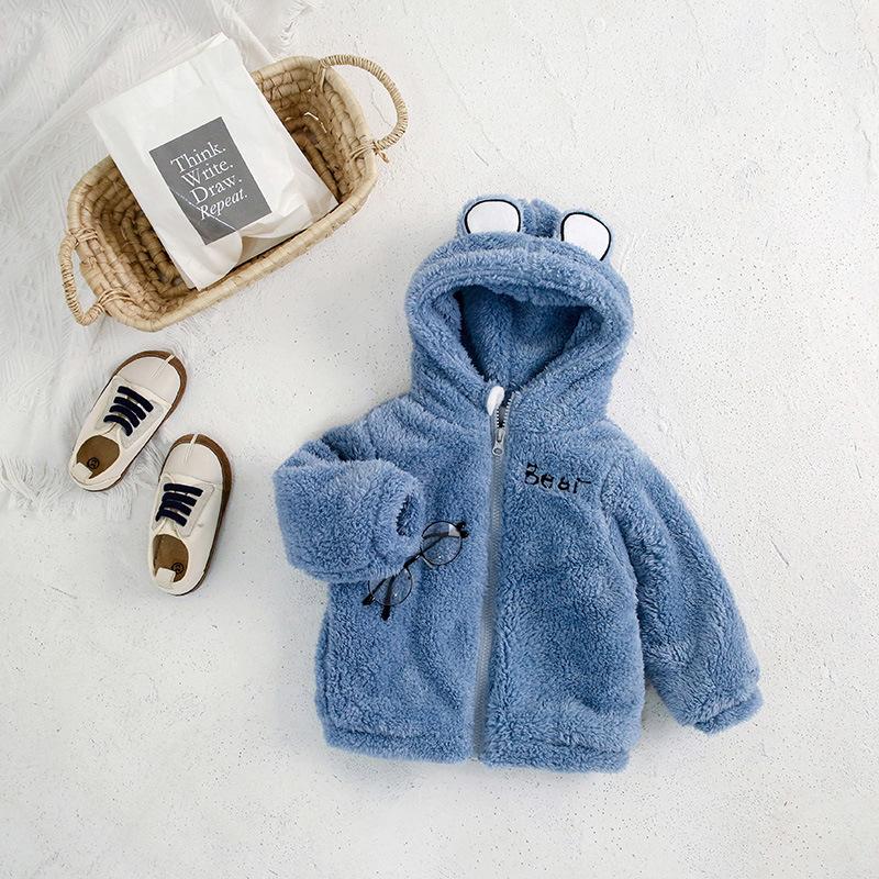Детское пальто с медведем на флисовой подкладке, согревающее зимнее пальто унисекс, детское хлопковое пальто