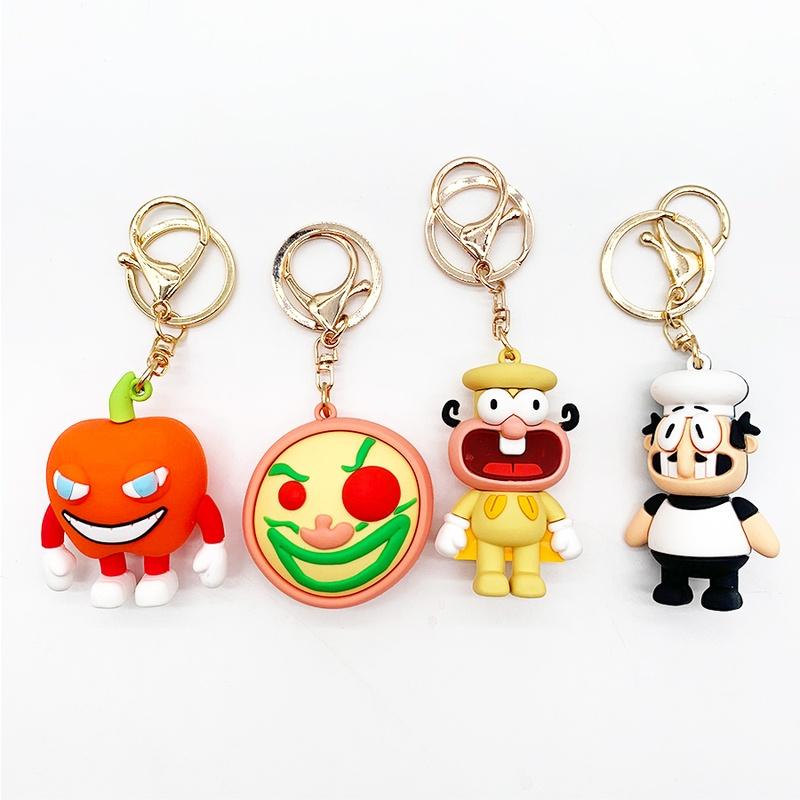 Tower Pizza Keychain Pepper Chef Pendant Cartoon Characters Decoration Accessory