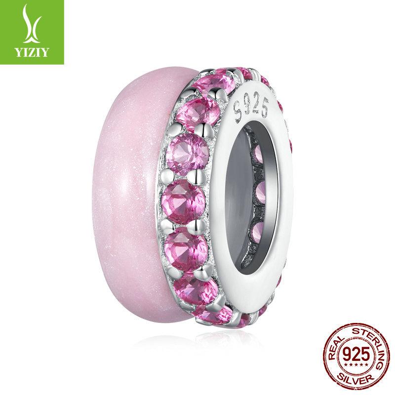 Модный силиконовый браслет-позиционер конфетного цвета с разделительными бусинами, популярные бусины из стерлингового серебра S925 для DIY