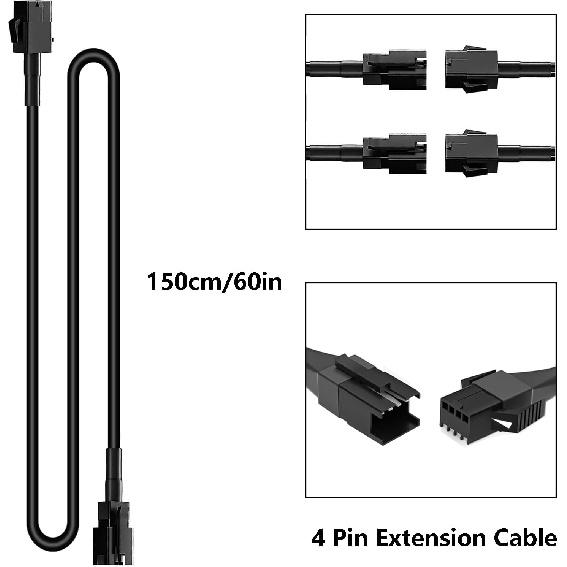 4 ШТ. 60 дюймов/150 см 4-контактный RGB светодиодный многоцветный акцентный свет Удлинительный кабель Проводной комплект для светодиодной мотоциклетной, квадроциклетной, автомобильной подсветки Многоцветная неоновая лента