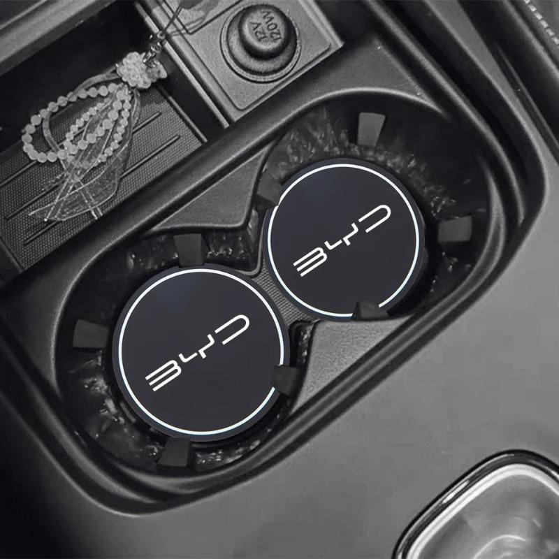 2 шт. Коврик-подставка под стакан для автомобиля серии BYD, кожаный подстаканник, декорация для BYD Tang Atto3 Yuan Plus Seal Song Dolphin Sealion Shark