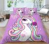 Unicorn Bedding Single Double Bed Full-size Cartoon Unicorn Printed Pillowcase and Quilt Cover 2 or 3 Home Decoration for Girls and Children's Room