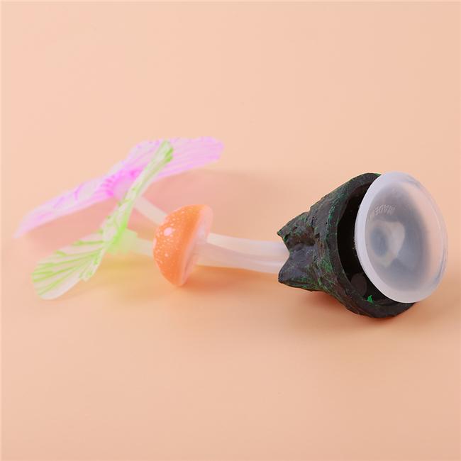 Искусственный коралловый риф силикагелевые светящиеся грибы листья 32*9см для декора в аквариум