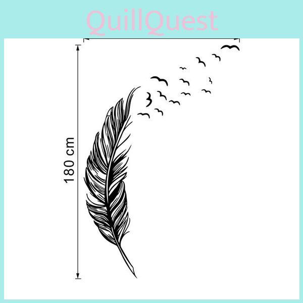 Premium Quality Removable Flying Feather Design Wall Stickers For Elegant Home Decor