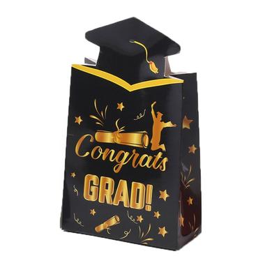 20 шт. Элегантная коробка-шляпа для выпускника с надписью Congrats Grad, бумажный материал, праздничный мешок для конфет и подарков, уникальная коробка-шляпа доктора, церемония вручения дипломов