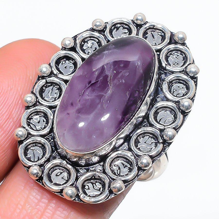 Sage Amethyst Gemstone 925 Sterling Silver Jewelry Ring Size 9