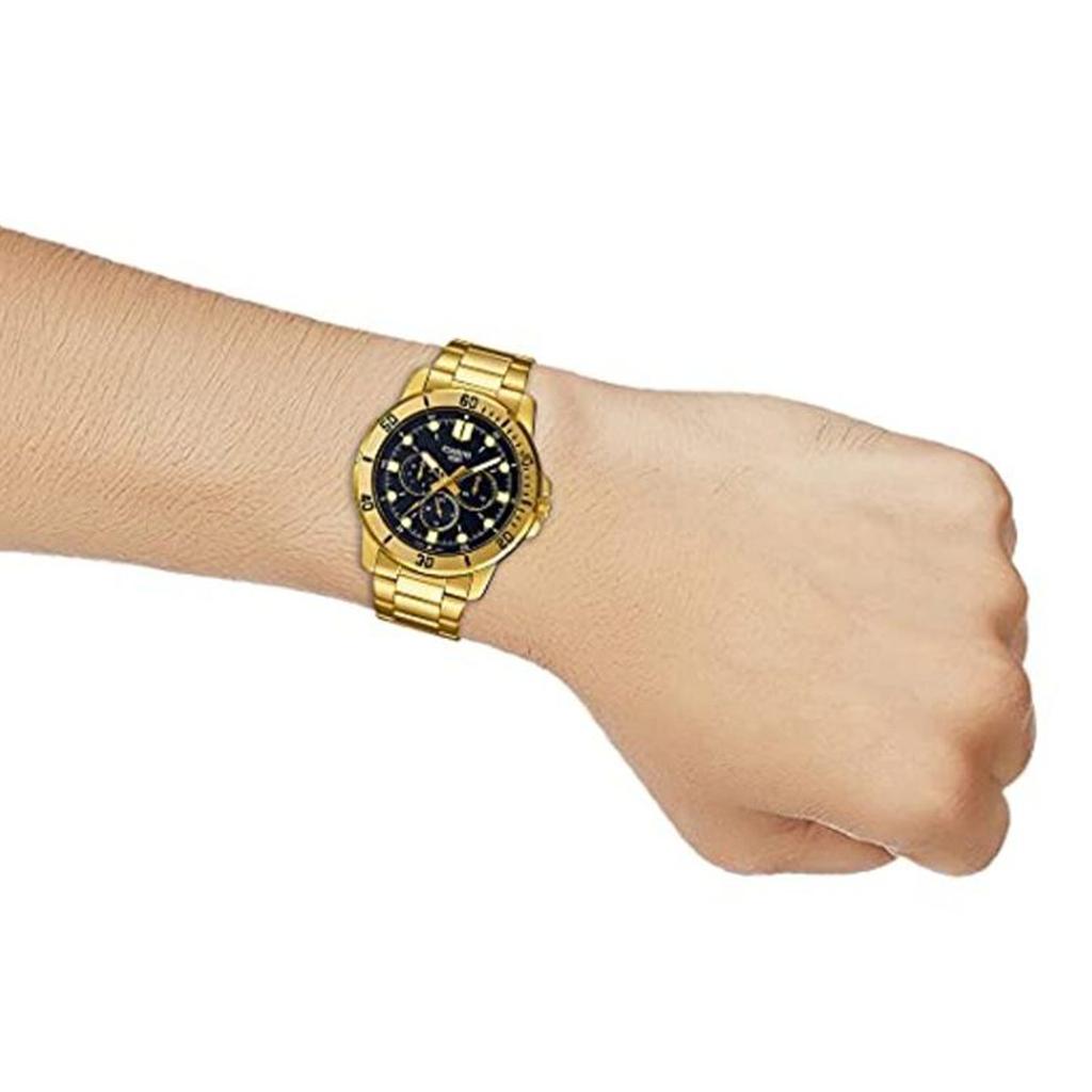 Casio Standard Series Dress Three Eyes Six Needles Fashion Business Quartz Movement Stainless Steel Strap Men watches Black MTP-VD300G-1E