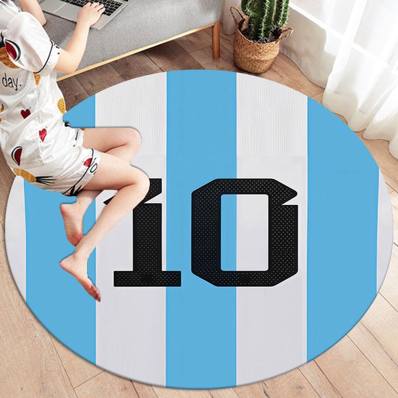 Lionel Messi Round Area Rug,Carpet Rug for Living Room Bedroom Sofa Playroom Decor,Non-slip Floor Mat