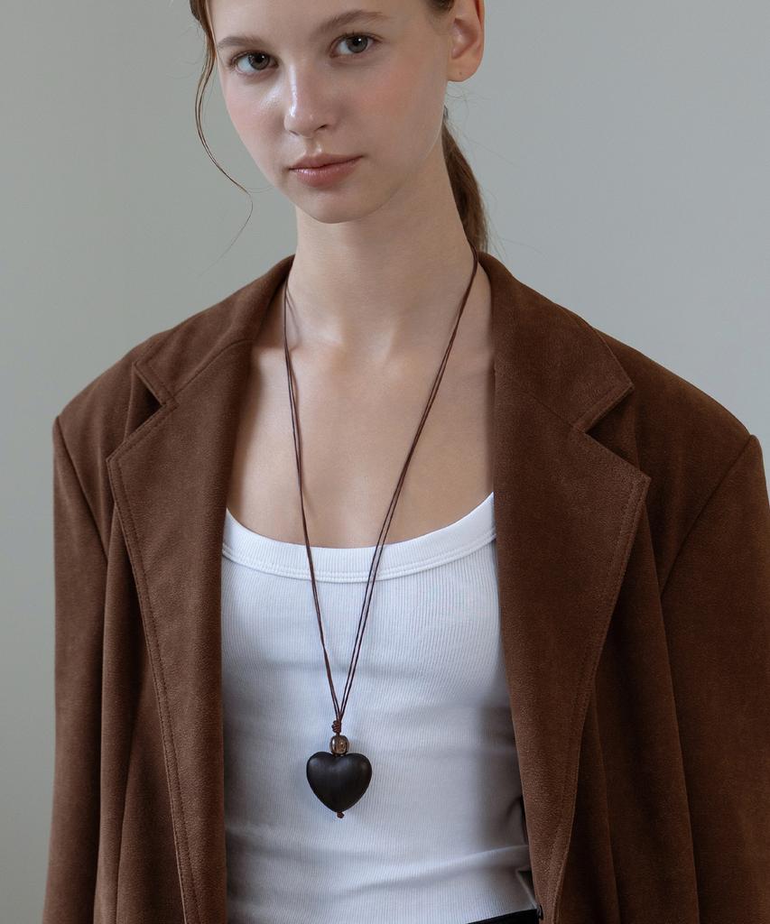 Tatiana Black Heart Leather String Long Necklace Nz2535