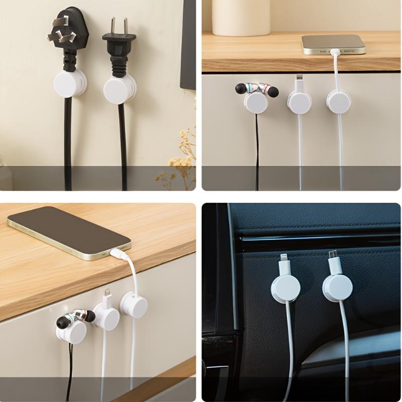 Вращающиеся магнитные органайзеры для кабелей - Регулируемый угол 360°, Настенные прочные пластиковые держатели для шнуров для стола, дома, офиса и рабочего пространства