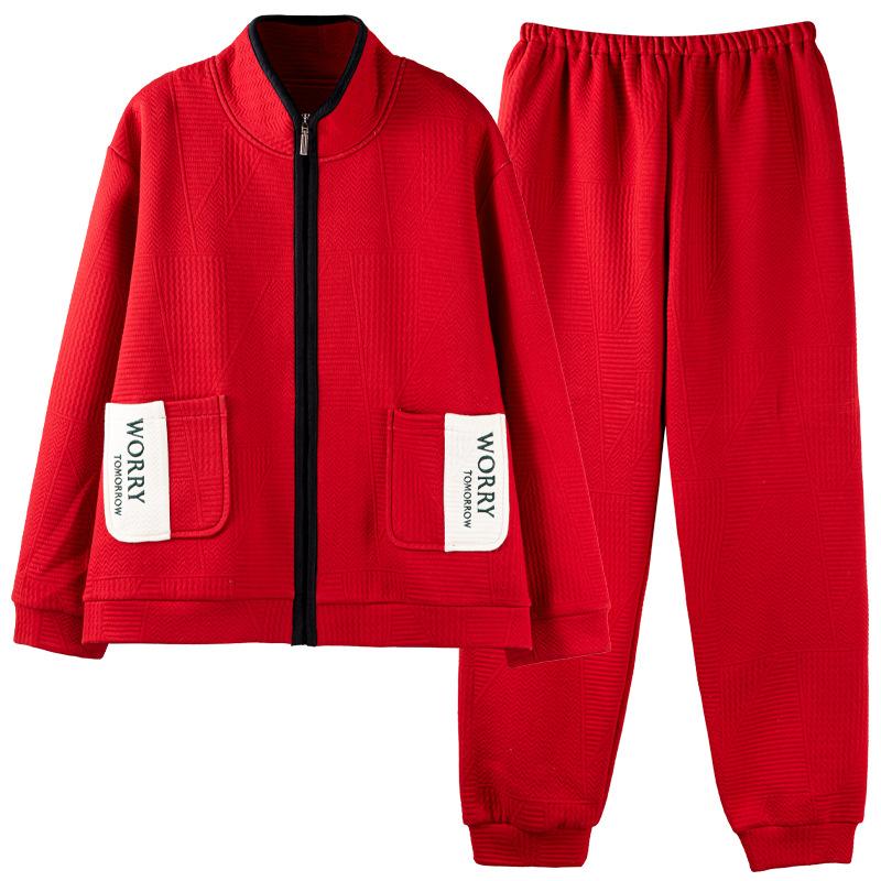 Пижама из воздушного хлопка мужская осенне-зимняя утолщенная хлопковая с длинным рукавом с промежуточным слоем мужской зимний тонкий стеганый комплект домашней одежды