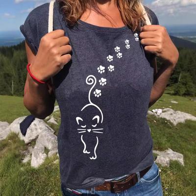 Летний топ с круглым вырезом и 3D-принтом кошки и собаки, модная повседневная женская футболка с коротким рукавом