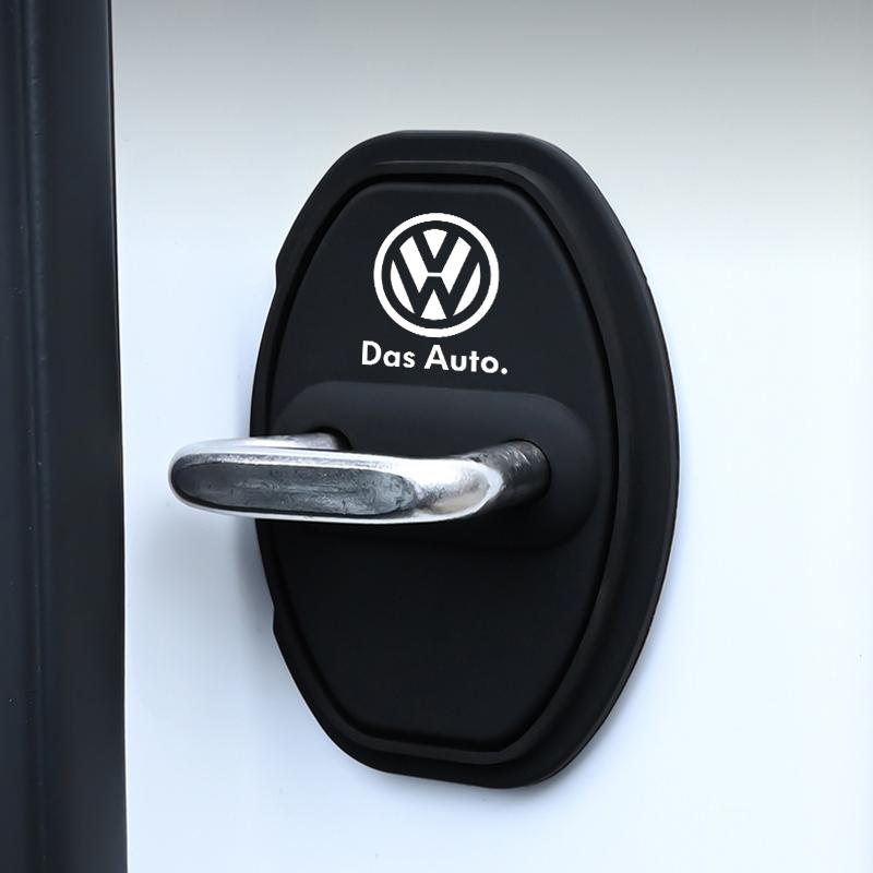 2026 New Car Sticker Car Sticker 4Pcs Car Door Lock Buckle Protective Cover Stickers Badge For Volkswagen VW R Polo Passat Rline Golf 4 IF9