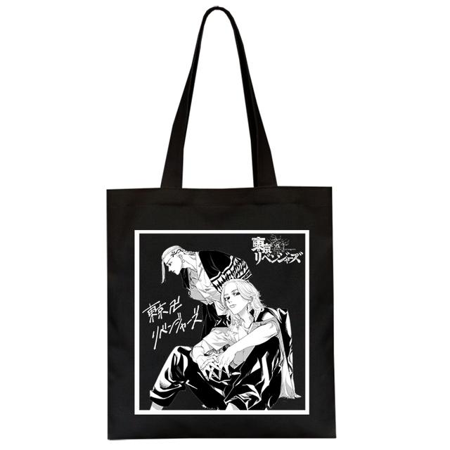 Холщовая большая сумка Tokyo Avenger 90-х годов, японская черная винтажная женская сумка на плечо Y2K, милая сумка-шоппер в стиле Харадзюку в стиле панк, большая вмести...