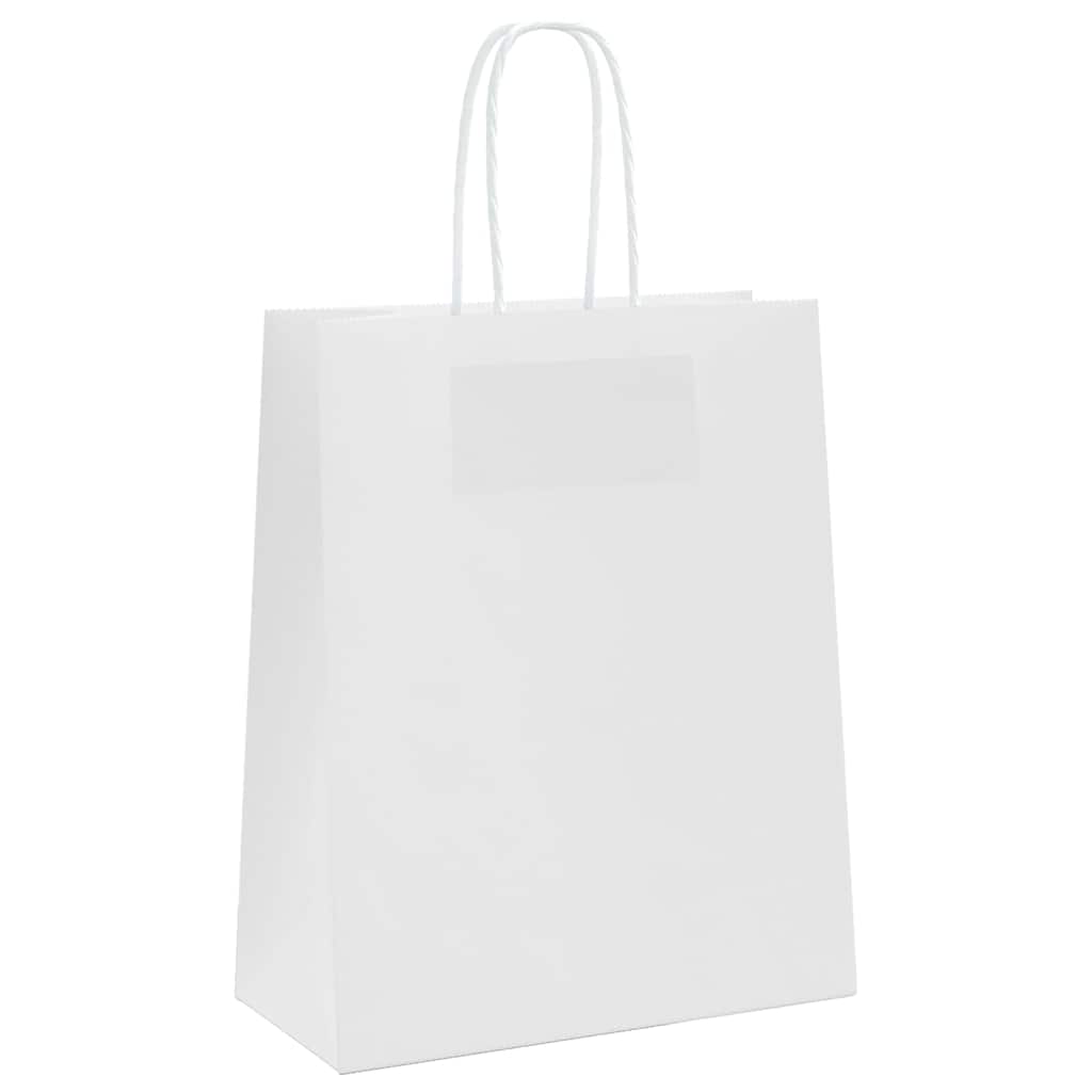 Paper Carrier Bags 250 pcs with Handles White 18 x 8 x 22 cm