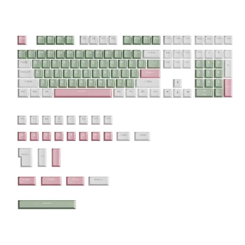 134PCS OEM Height Two Color Injection Green and White PBT Keycaps for Mechanical Keyboard Enthusiasts