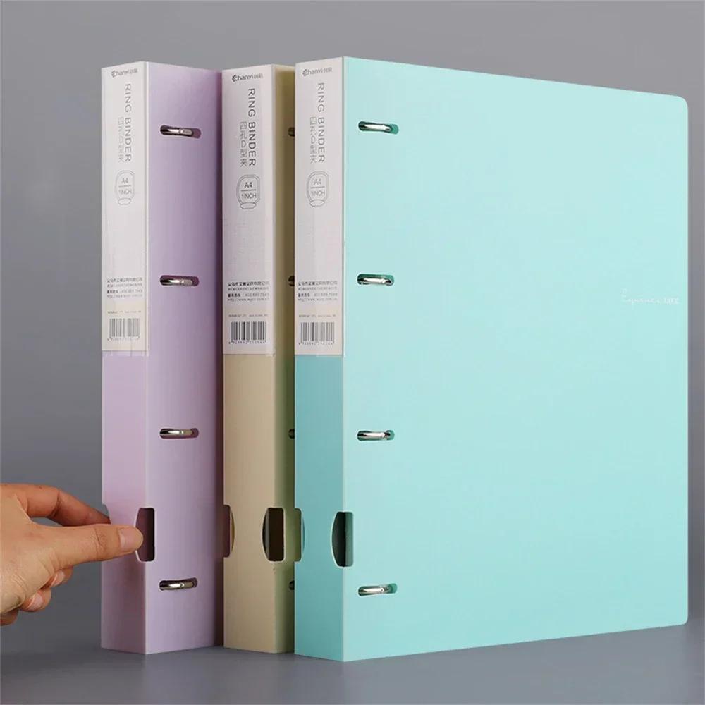 New A4 Loose-leaf Folder Document Display Book 4 Holes Loose-leaf Folder Morandi Colour Waterproof File Ring Office Stationery