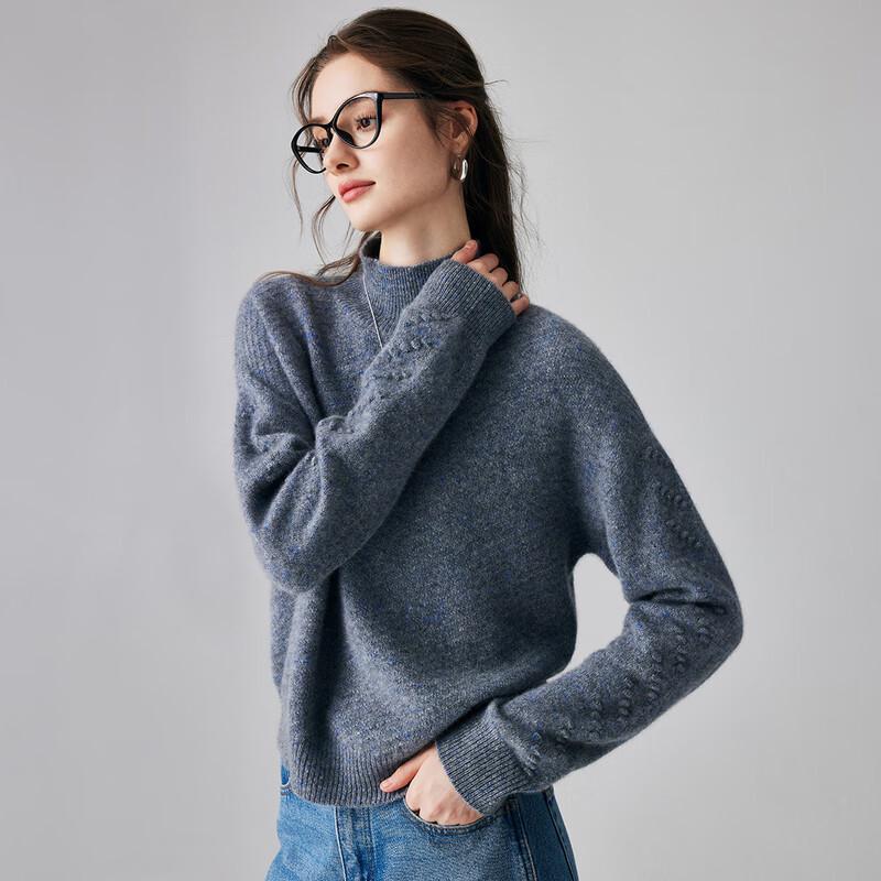 PALUOPO Women's Semi-High Collar Cashmere Blend Sweater