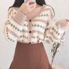 Autumn Flower Print Knitted Cardigan Sweater Women Loose Winter Korean Sweet Cardigan Knitwears Warm Long Sleeve Cardigans 29159