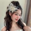 Mesh Lace Feather Hair Clip Floral Bridal Wedding Headwear Sweet Flower Hairpin  Girl/Women