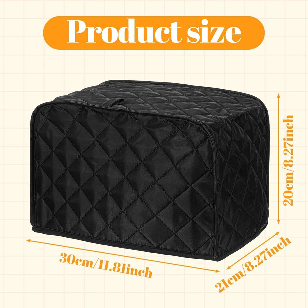 Чехол для тостера на 2 ломтика, Черные чехлы для тостера, Стеганые хлопковые чехлы для тостеров 2 ломтика с широкими слотами, Моющийся кухонный чехол для тостеров и мелкой кухонной техники