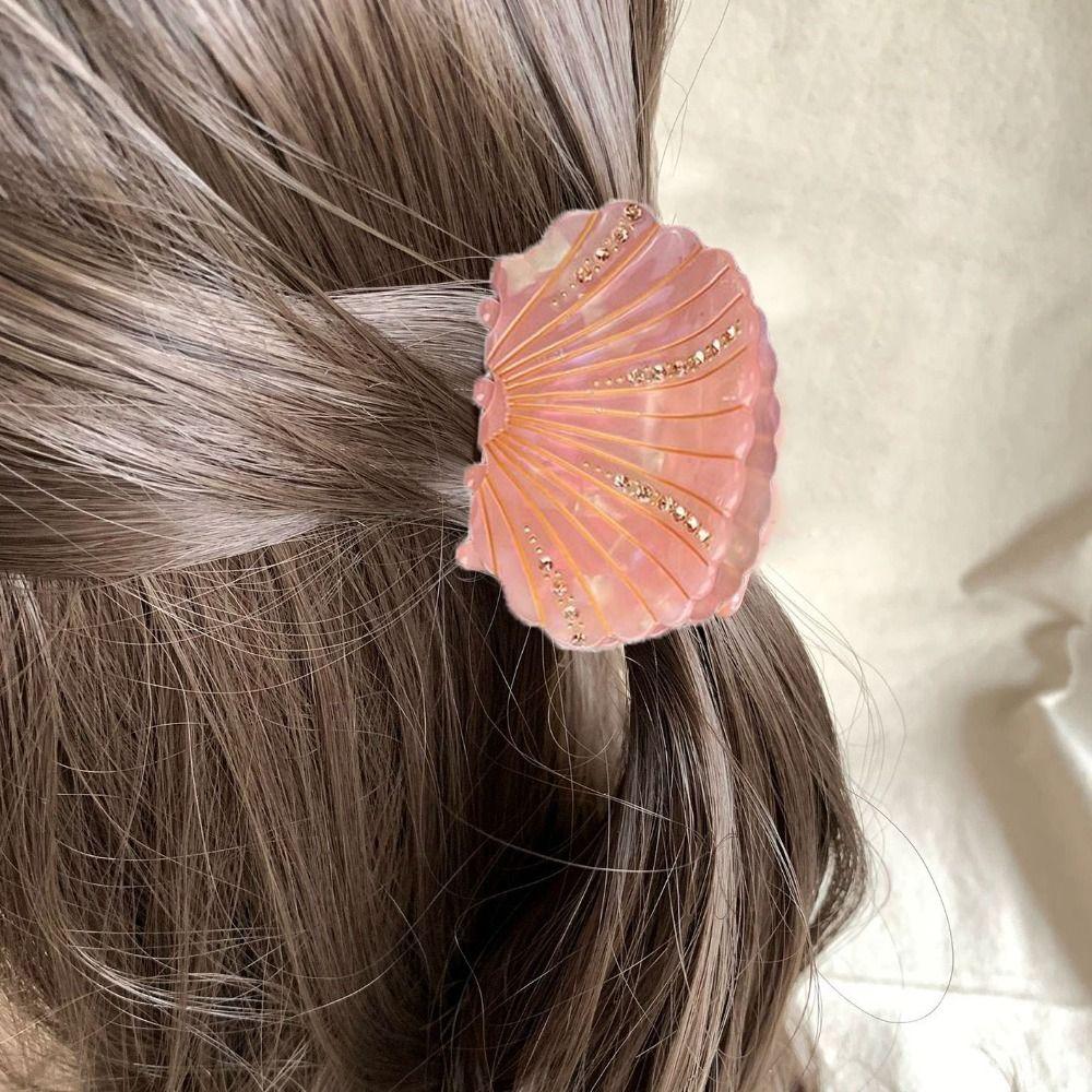 Non-slip Shell Shark Clip Acetic Acid Rhinestone Crab Clip Elegant Acetate Shell Hair Claw Ladies