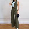 2 Pcs/Set Waistcoat Pants Set Formal Business Style Single-breasted Top High Waist Wide Leg Solid Color