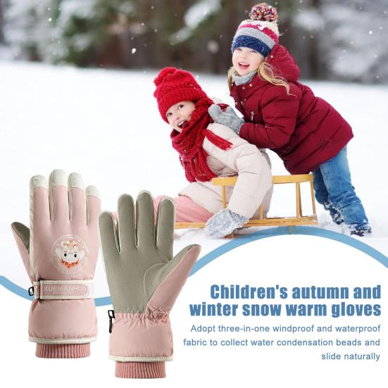 Детские зимние перчатки для снега, ветрозащитные термоперчатки для сенсорного экрана, теплые варежки для сноуборда