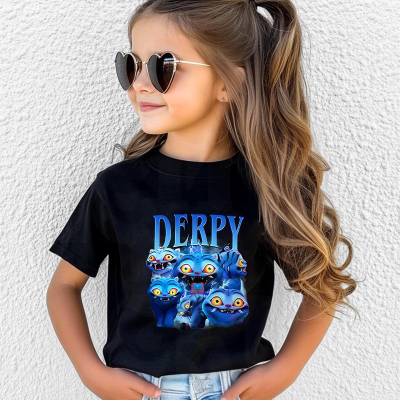 Kpop Korean Wave Witch Hunting Team Tiger Printed Children's T-shirt